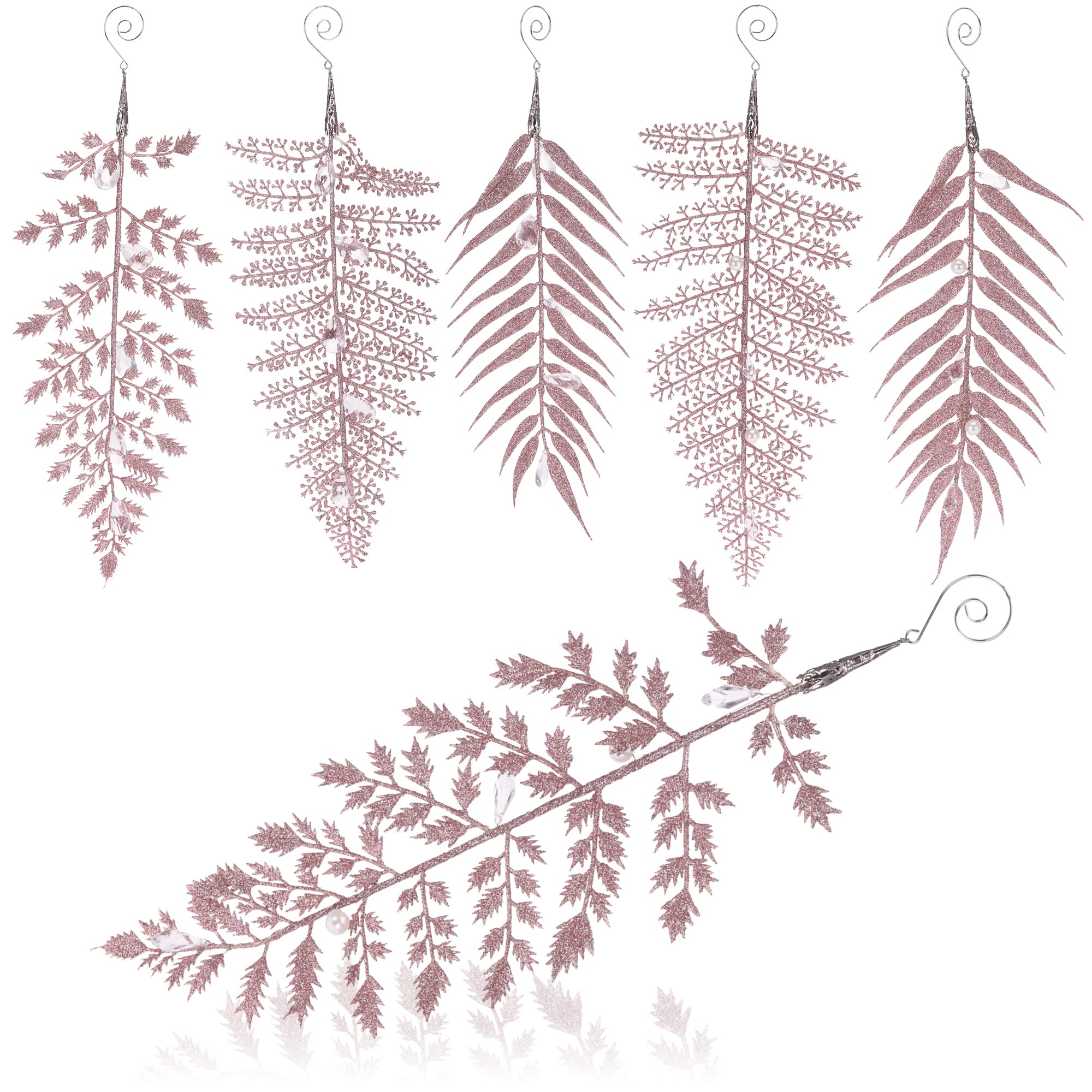 com-four® 6X Adornos para árboles de Navidad - decoración Colgante Brillante - ramita Brillante con Piedras para Colgar (Rosado)