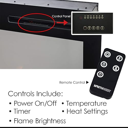 Miniatura 4 de Lavish Home - Chimenea eléctrica de 50 pulgadas, ventilación frontal para montaje en pared o empotrada, llama LED realista, troncos falsos y medios