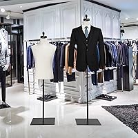Vista 7 de VINGLI Torso de maniquí masculino con soporte de madera/metal, altura ajustable, cuerpo de vestido masculino para exhibición y costura de ropa