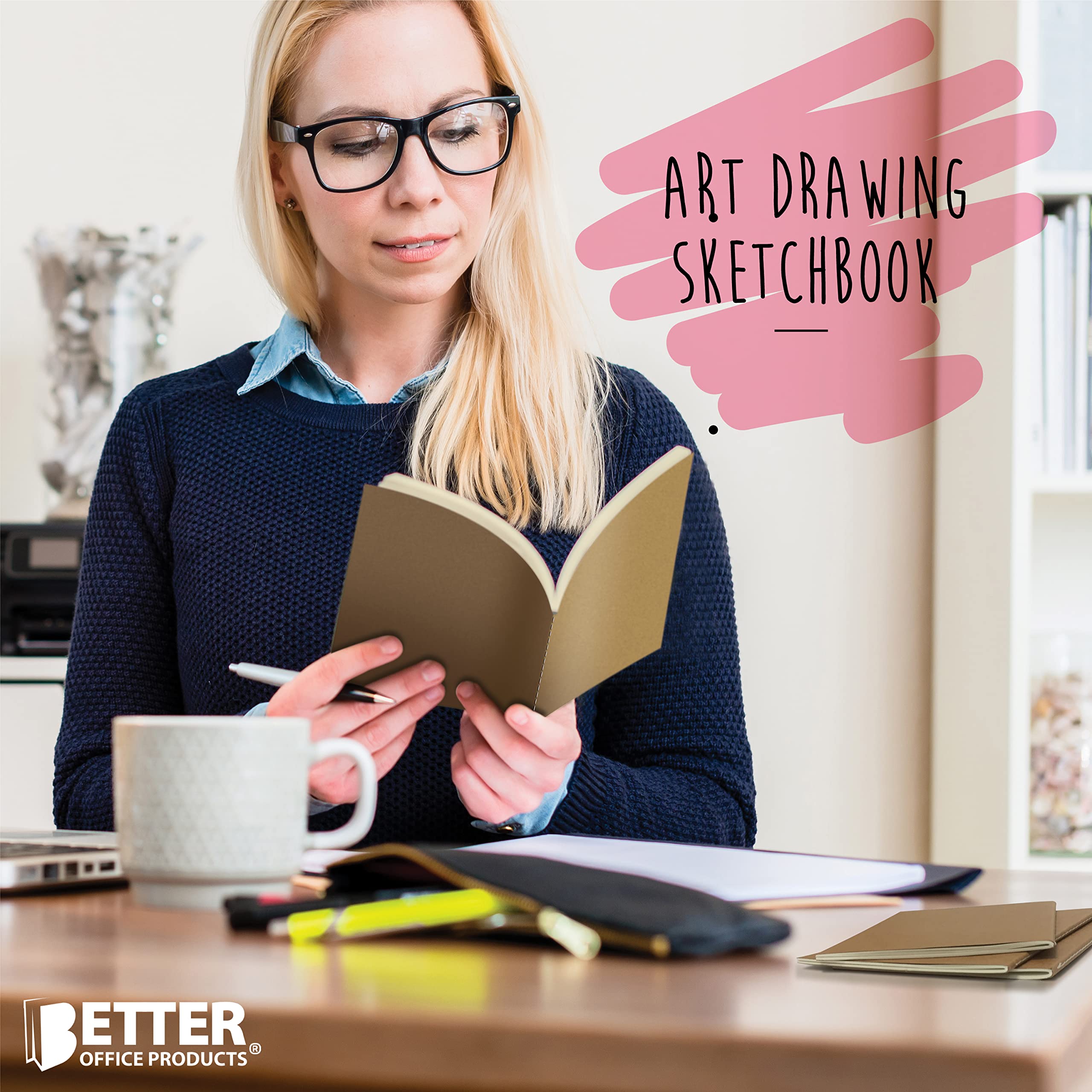 Better Office Products, 24 quaderni in bianco, 21,1 x 14 cm, formato A5, 60 pagine bianche, 80 g/m², da Better Office Products, copertina morbida, spine cucite, album da disegno artistico