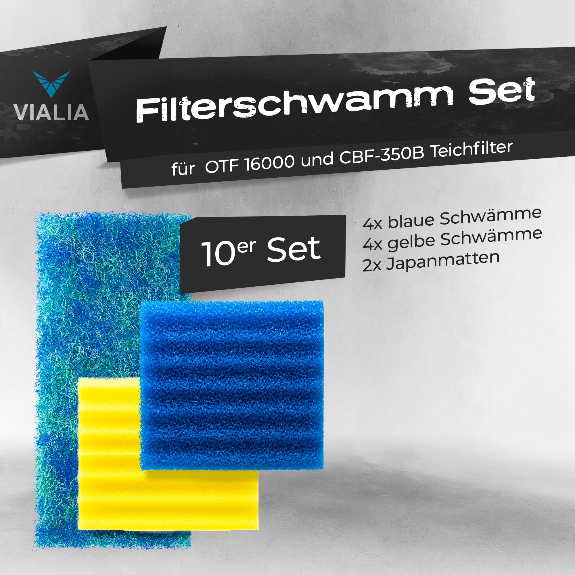 10x Filterschwämme Ersatzteil Set für Kammerfilter CBF-350B
