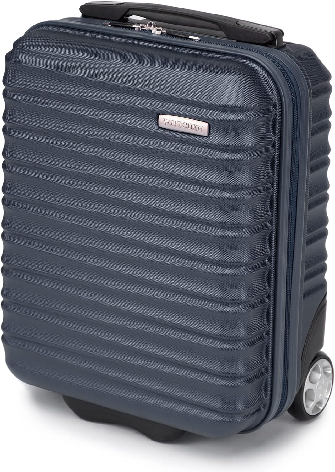 WITTCHEN Valise de Voyage Bagage à Main Valise Cabine Valise Rigide en ABS avec 4 roulettes pivotantes Poignée télescopique Groove Line Taille XS Bleu foncé