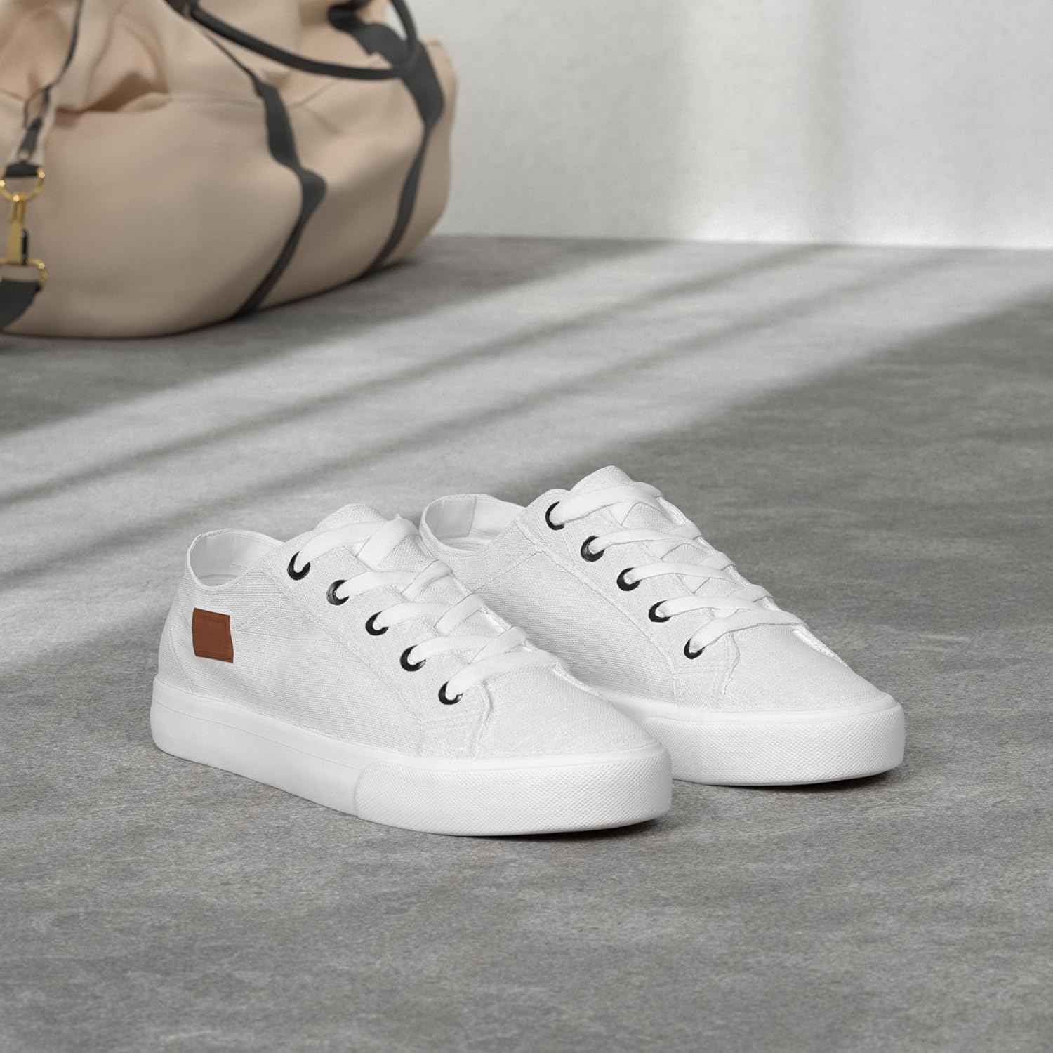 Women's Sneakers Canvas Shoes for Women Lace up Fashion Canvas Sneakers Classic Low Top Casual Shoes - Image 3