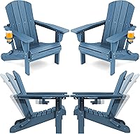 Vista 53 de SERWALL Juego de 2 sillas plegables Adirondack ajustables con 3 posiciones reclinables, Adirondack de polietileno de alta densidad para todo