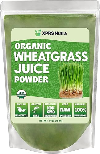 Miniatura 8 de XPRS Nutra Jugo de hierba de trigo orgánico en polvo, cultivado de forma sostenible en los Estados Unidos, jugo de hierba de trigo instantáneo hecho
