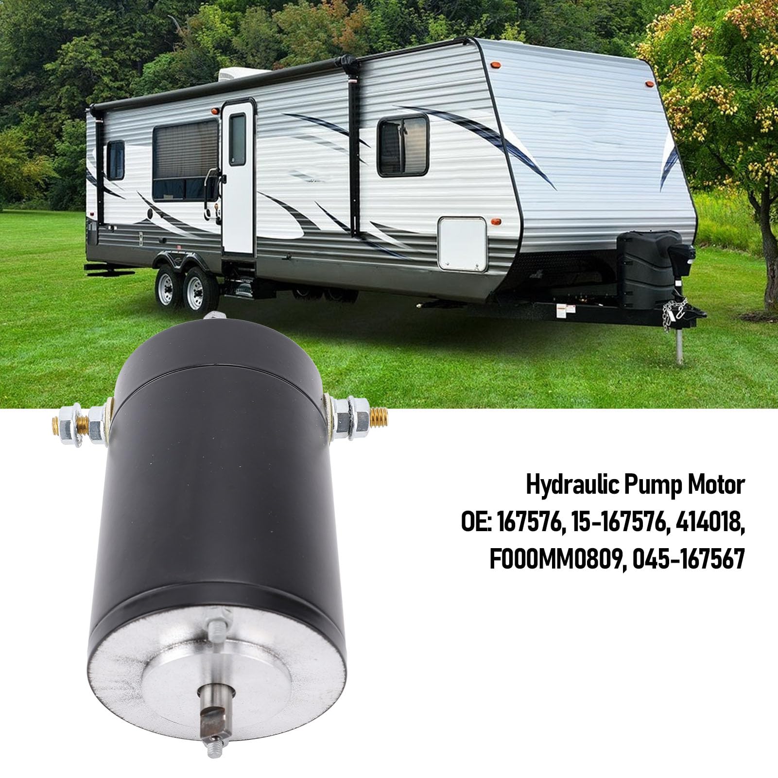 CHICIRIS Motor de Bomba Hidráulica DC12V, 0,8 Kw 4200 Rpm, Motores de Tren de Aterrizaje de Quinta Rueda RV, para Lippert Venture, Motor de Bomba Deslizante, Negro
