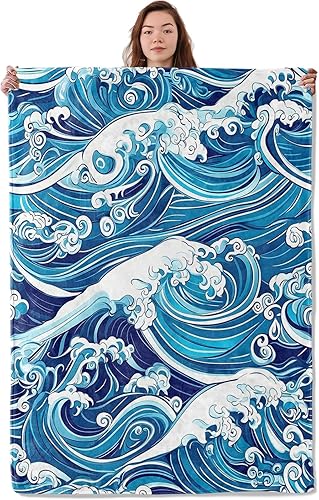 Miniatura 15 de Manta de ballena asesina saltando, suave, cálida y acogedora, regalos para adultos, niños y mujeres, manta de franela ligera y mullida para sofá,