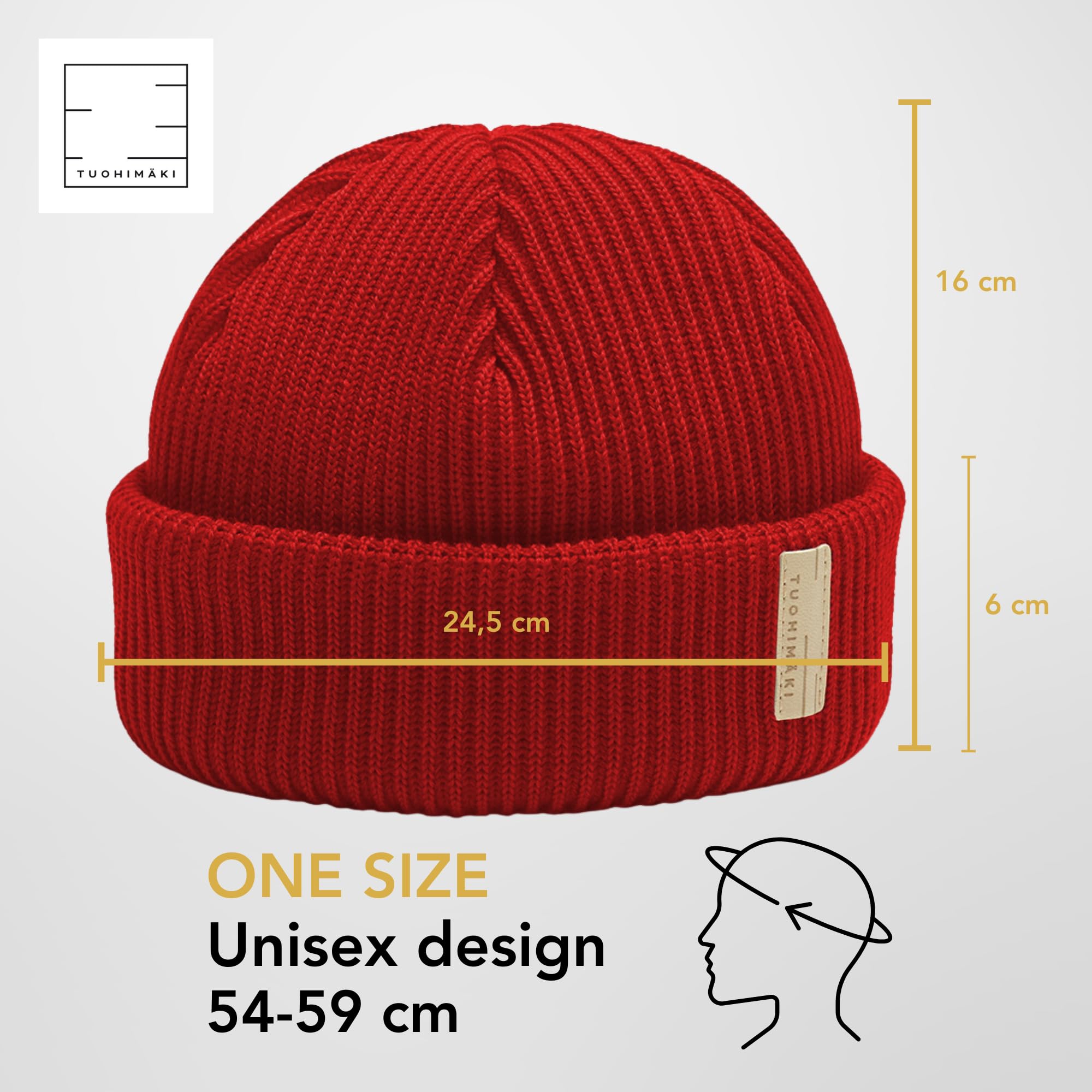 Merinowolle Beanie Mütze Herren & Damen Winter - 100% Merino Beanie Unisex - Fischermütze Seemannsmütze - Wollmütze Made in Finland - Warme Wintermütze One Size