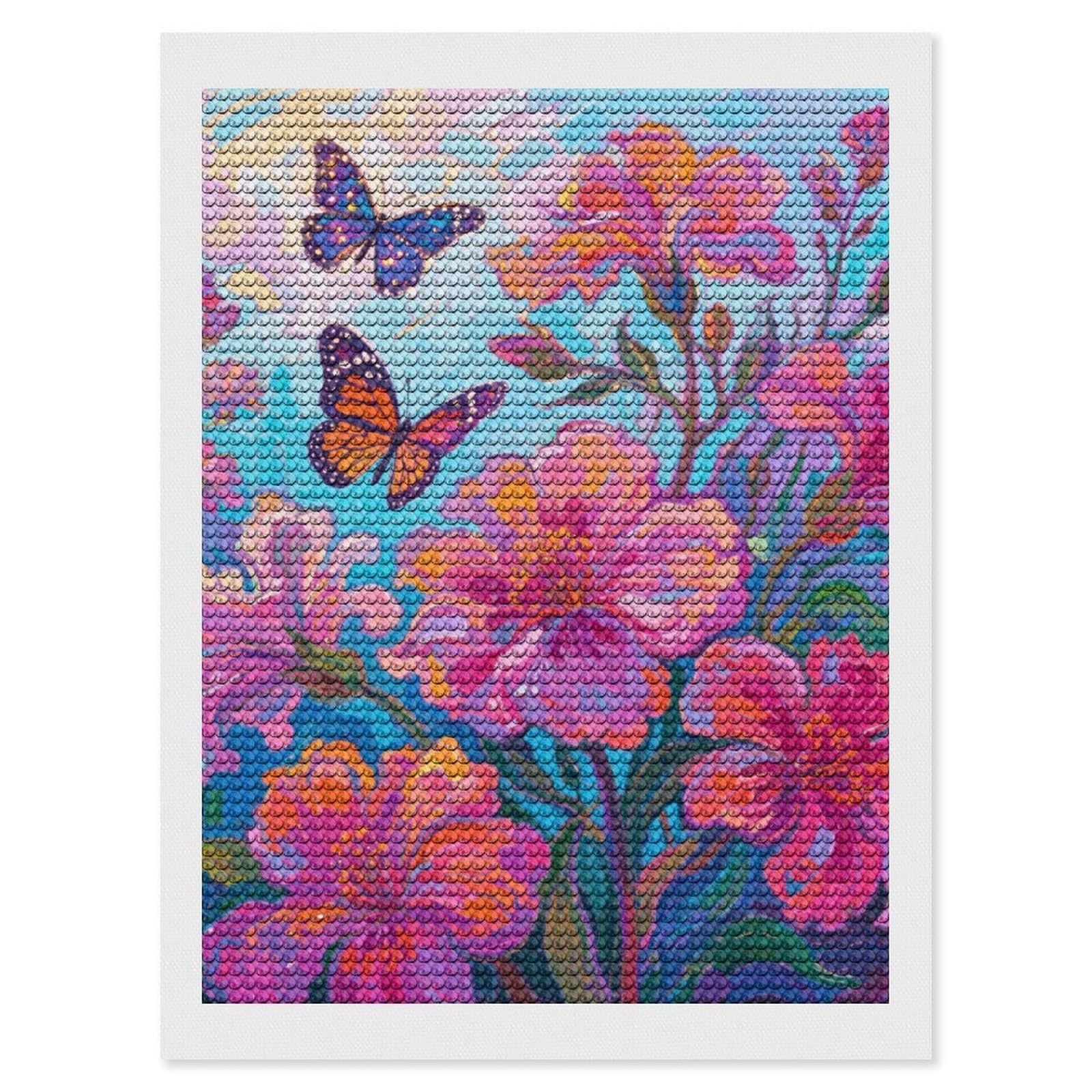 Peinture diamant papillon DIY broderie strass rond déco murale - 8