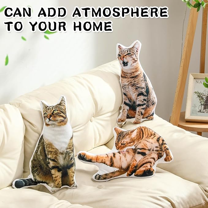 Set 3 Almohadas Decorativas Forma Gato Gris para Sofá miniatura 6