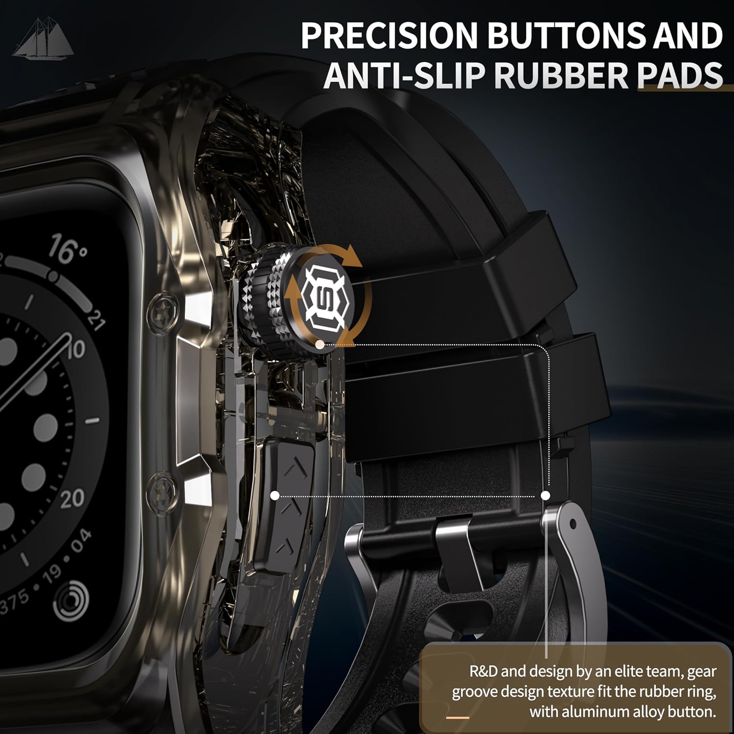 YOGRE for Apple Watch Series 10 46mm Waterproof Case with Band, Built-in Screen Heavy Duty Case Cover for Men and Women, Soft Band Full Boddy Protect Cover Dustproof and Shockproof for 46mm, Black - Image 3