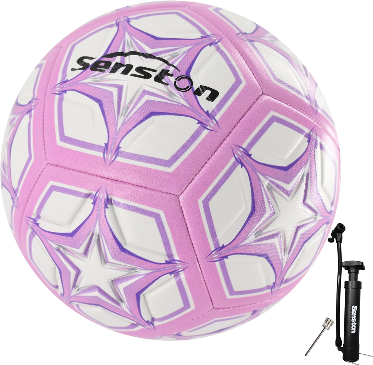 Senston Soccer Ball Size 5 with Texture – PVC Soccer Ball & Butyl Bladder for Maximum Air Retention for Outdoor & Indoor Training