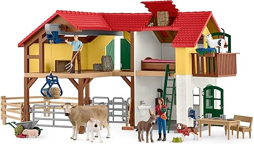 Miniatura 1 de Schleich Juguetes y juegos de animales de granja  Juego de gran mundo de granja con figura de vaca, perro, gato, cerdo y burro, figuras de acción de