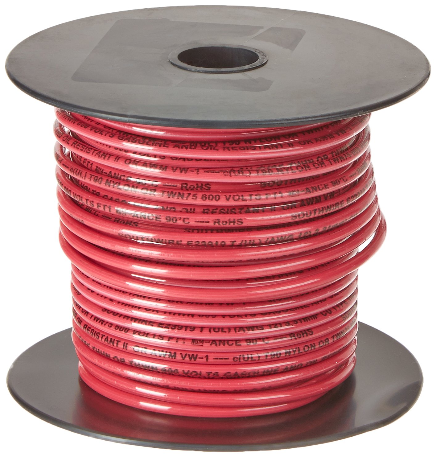 Southwire 11589938 Simpull Thhn or Thwn-2 Solid Wire, 12 Gauge, 100' per Roll, Red