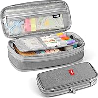 Vista 7 de KPX - Estuche para lápices de gran capacidad con cremallera, bolsa para oficina, universidad, escuela, almacenamiento de gran capacidad, organizador