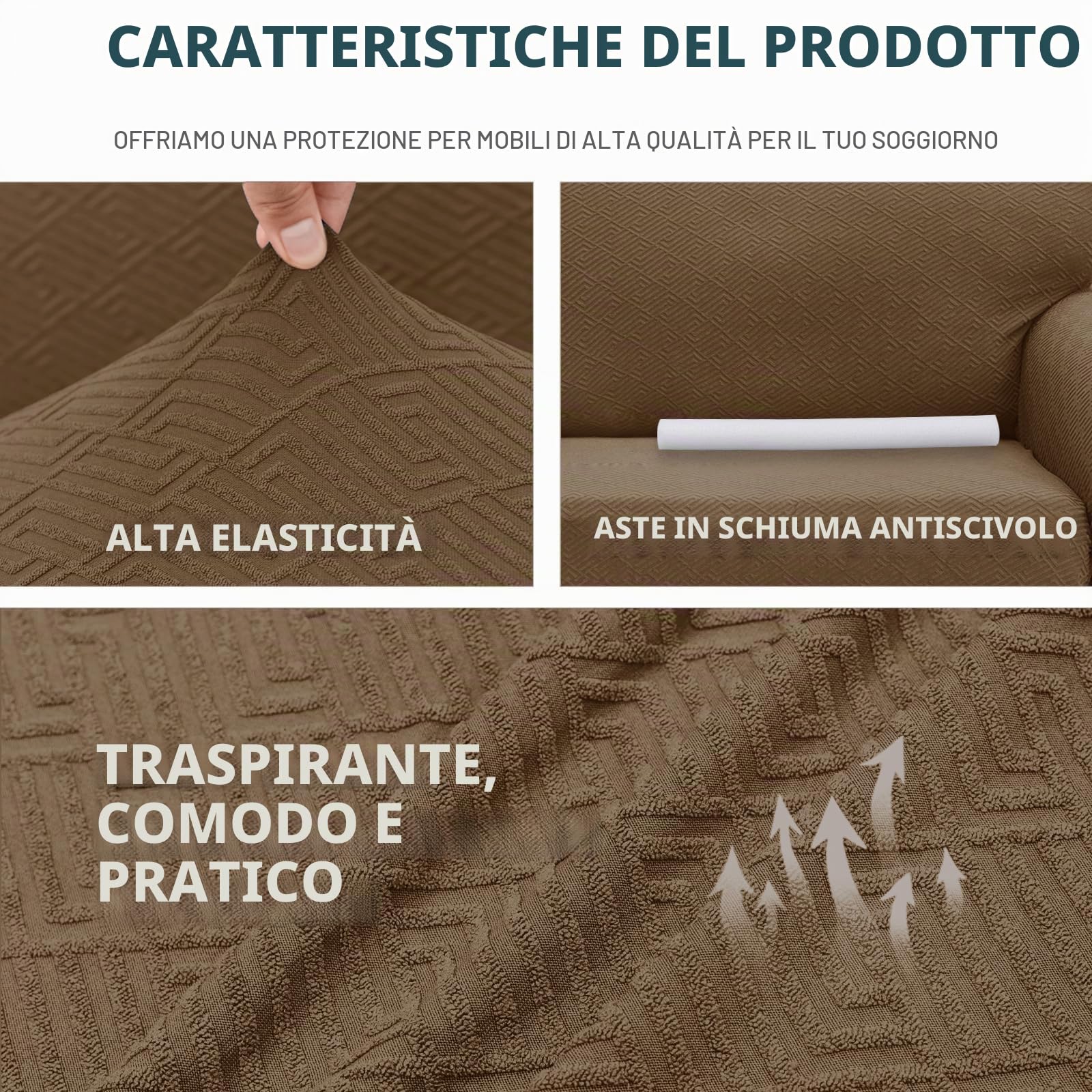 Ystyle Copridivano 2 Posti Con Braccioli, Super Elasticizzato Copri Divano, Copridivano Antigraffio Gatto, Copridivani Antiscivolo Antimacchia, Universale Sofa Cover Moderno, Marrone