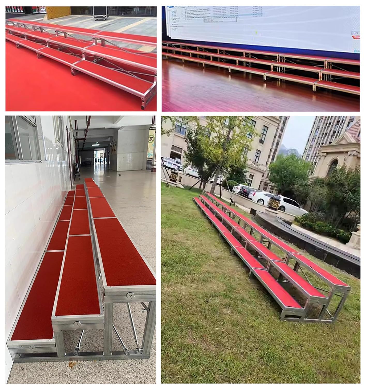 Plataforma escénica, tarima roja para Coro con Alfombra - Plataforma de música Coral de 1 a 3 Niveles, gradas escalonadas para teatros y espectáculos, Duradera y fácil de Montar (128 x 90 x