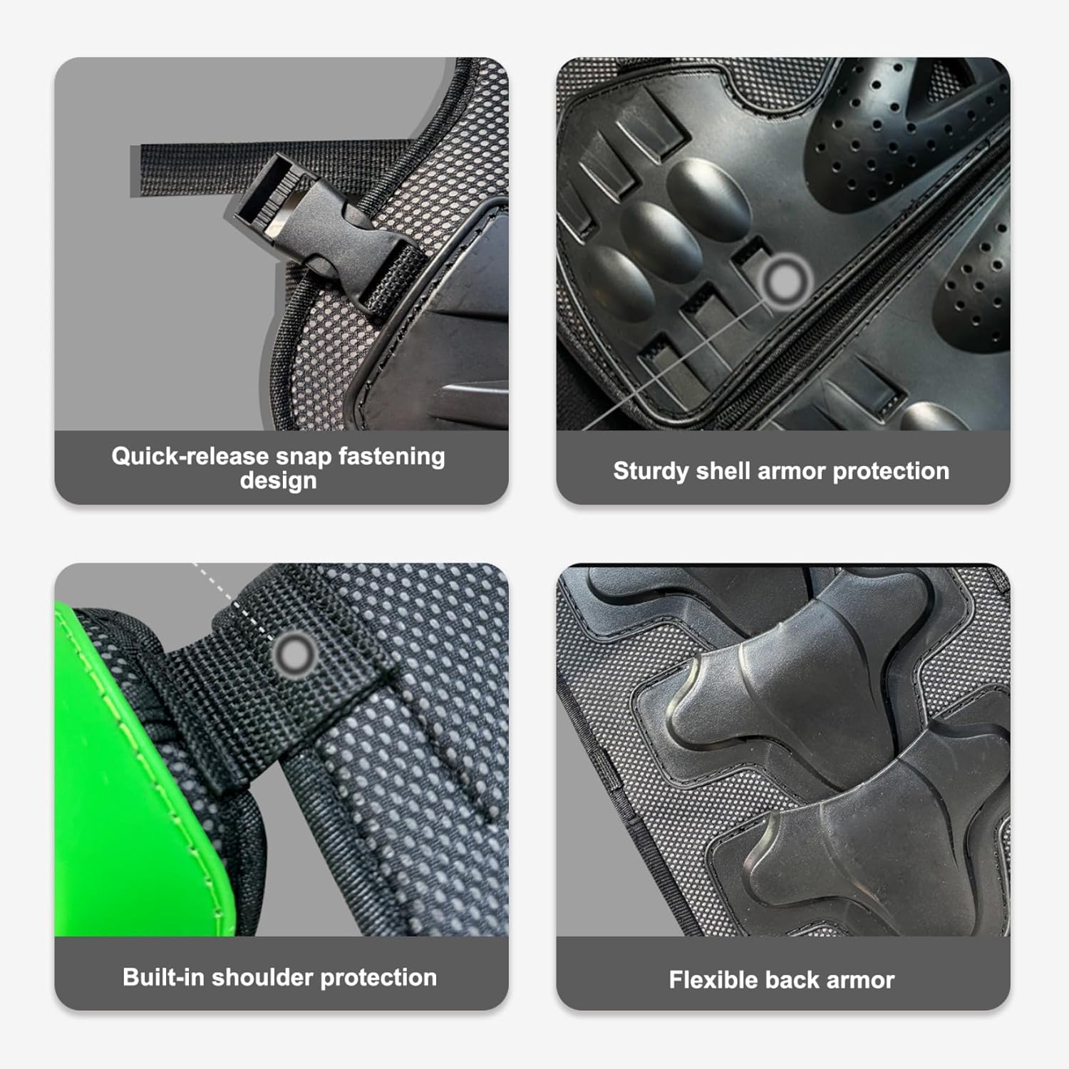 Motorcycle Body Armour for Kids Body Armour Vest with Knee Pad & Elbow Pad Protective Gear Set Skateboard Accessories