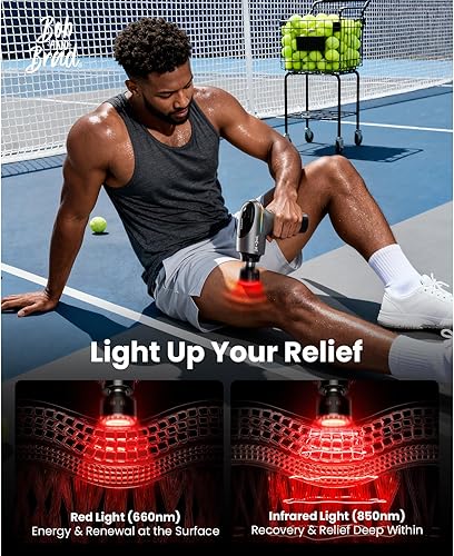 Miniatura 2 de BOB AND BRAD Pistola de masaje A2 Ultra con cabezal de calor infrarrojo de luz roja, elegible para FSAHSA, pistola de masaje de percusión