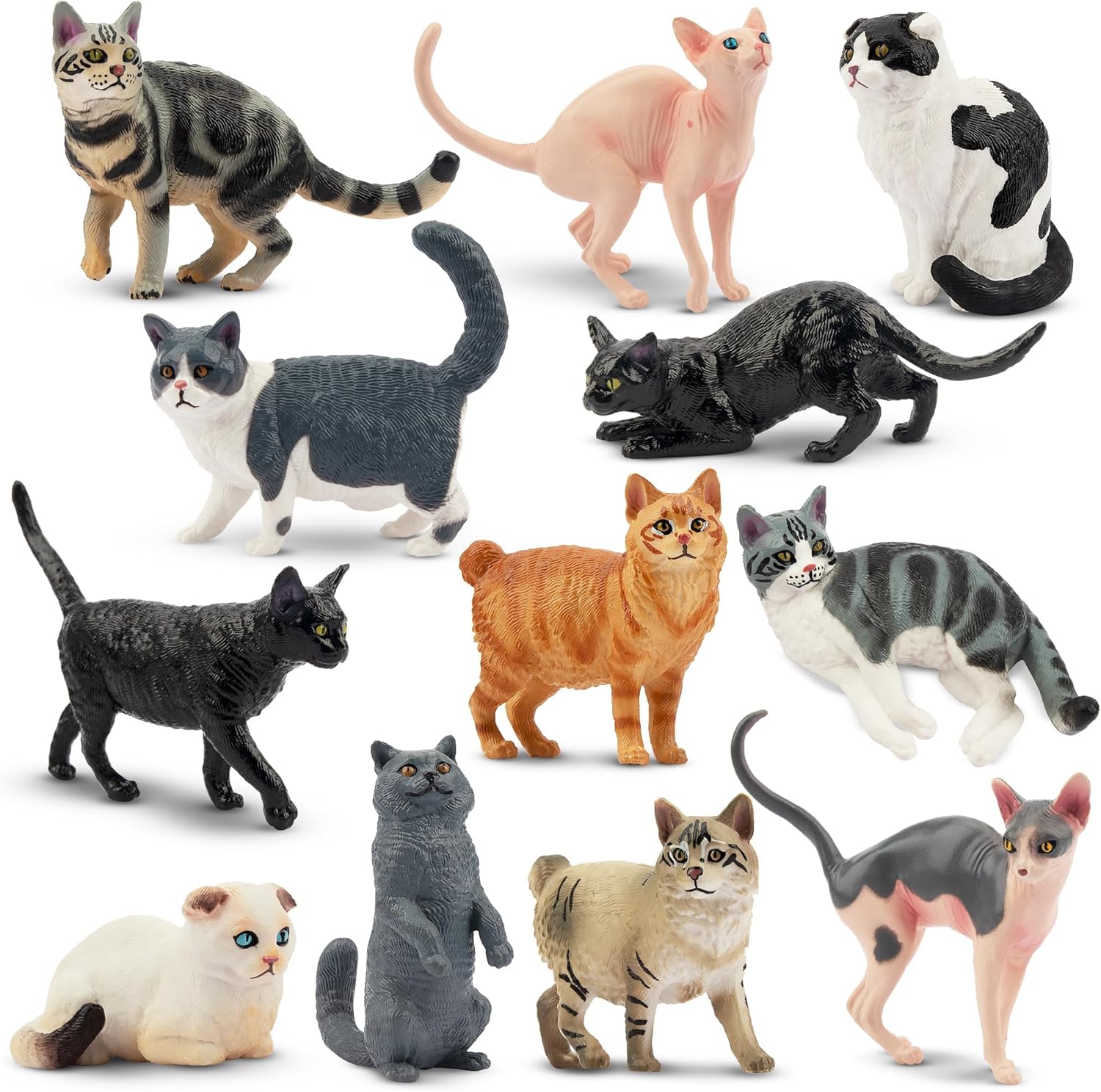 12PCS Cat Figurines, Plastic Cat Figures Realistic Kitten Toys, Cat Cake Toppers Halloween Christmas Birthday Gift for Kids & Children 12PCS Cat Figurines, Plastic Cat Figures Realistic Kitten Toys, Cat Cake Toppers Halloween Christmas Birthday Gift for Kids & Children