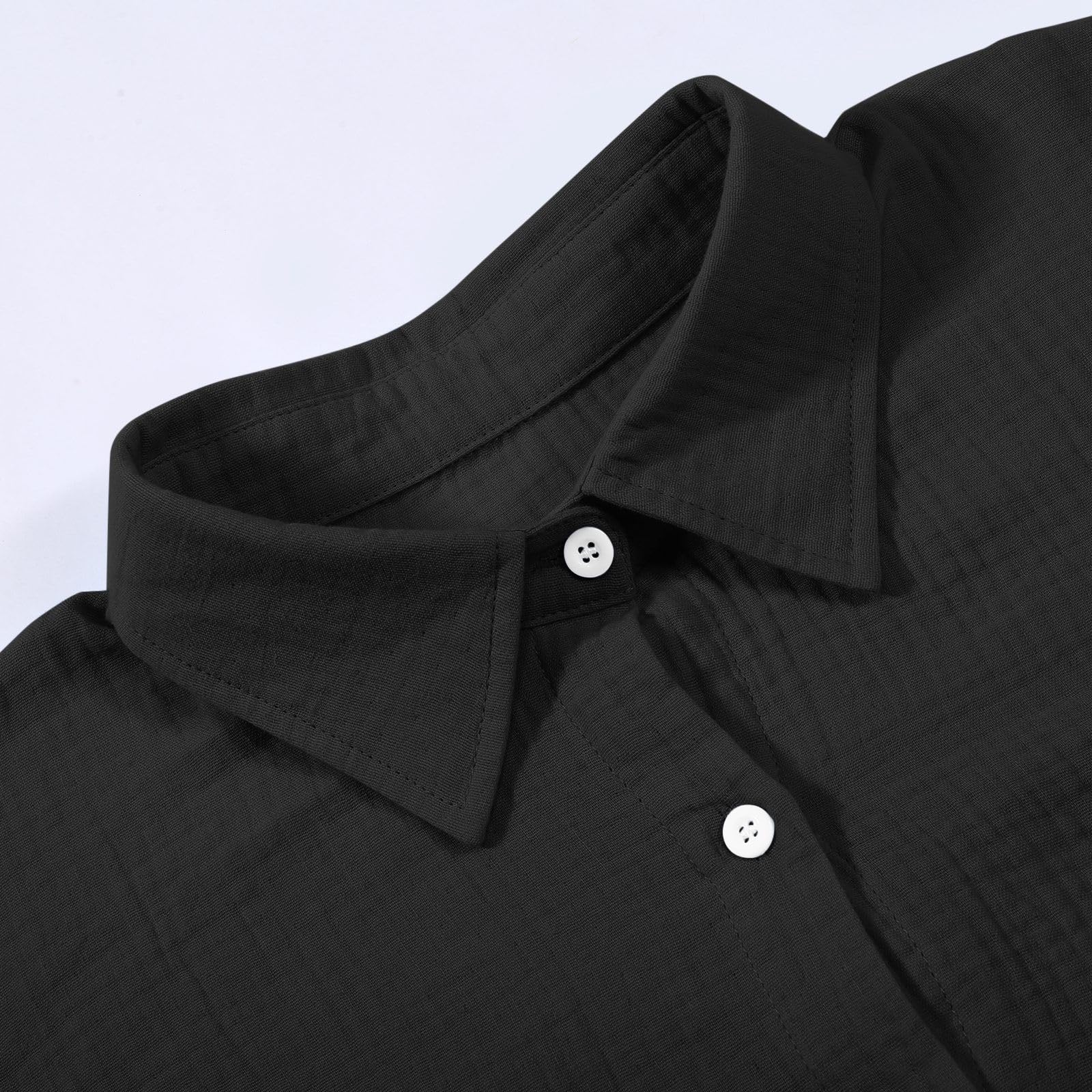 Camisa de gasa con botones para mujer, de gran tamaño, transpirable, de manga larga, con cuello, para verano, de lino, ajuste holgado, ropa de playa, trajes de algodón, estilo informal, color liso