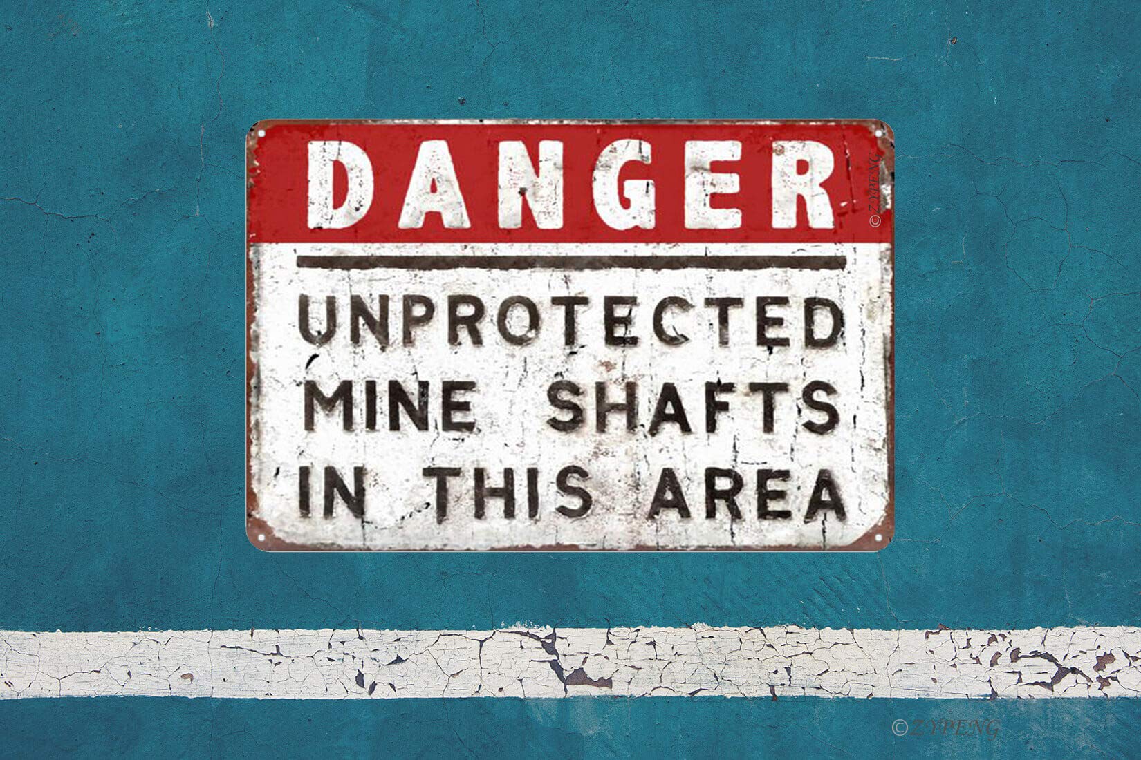 Targa in metallo con scritta divertente con squalo, scritta in lingua tedesca, 35 x 35 cm (Danger: Shark Zone