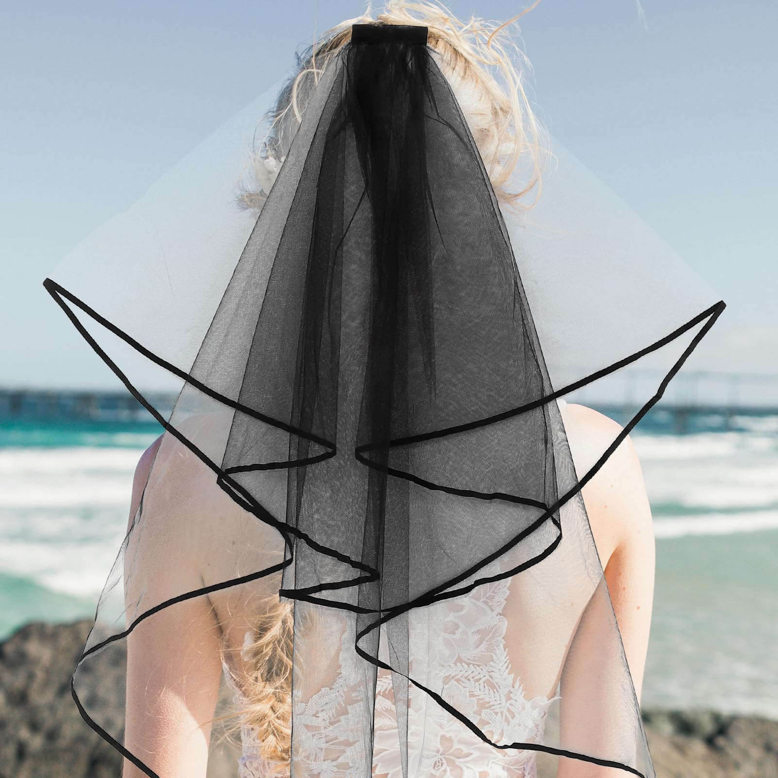 Zerodeko Velo Perfectos Peine con Poliéster para Novia Boda Negro de Accesorios Elegante Actividades Infantiles y Despedidas de Soltera