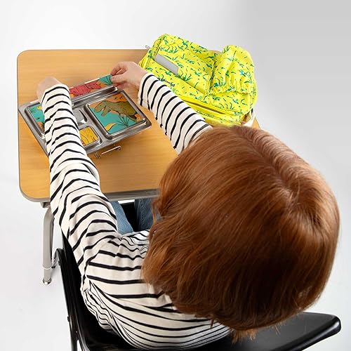 Miniatura 5 de PlanetBox Rover - Lonchera estilo Bento de acero inoxidable para niños con 5 compartimentos, Dino Dig Edition incluye bolsa de almuerzo aislada,