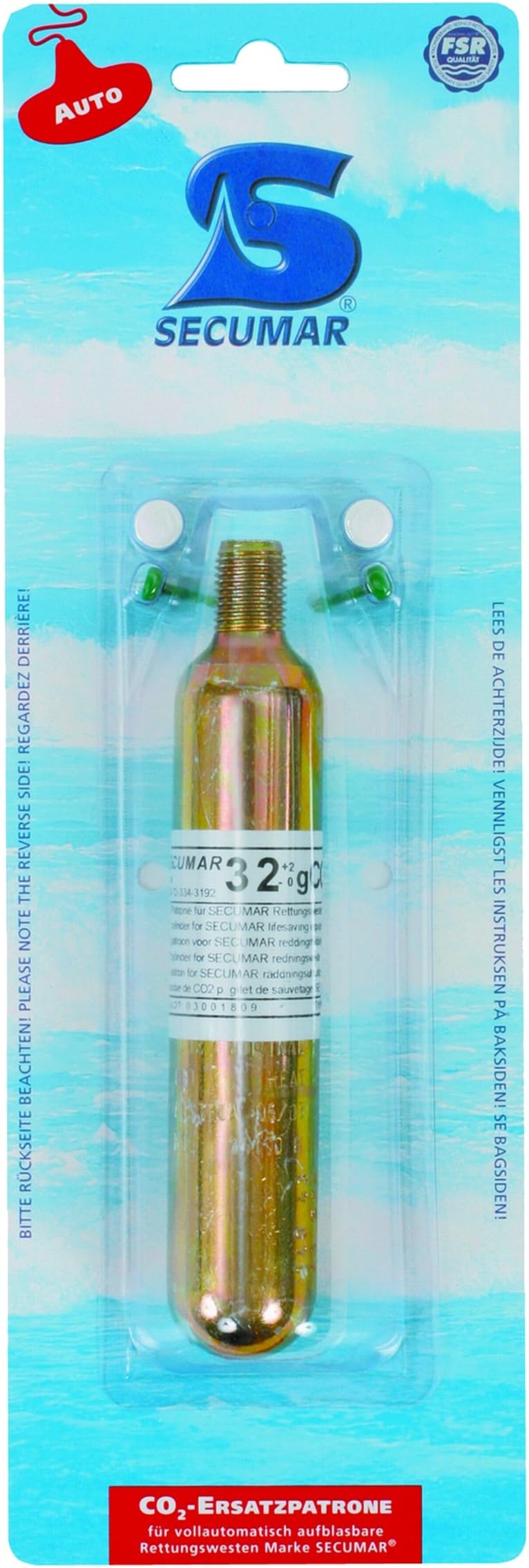 Secumar CO2 replacement cartridge 38 g, CO2 cartridge KSK 20, auto