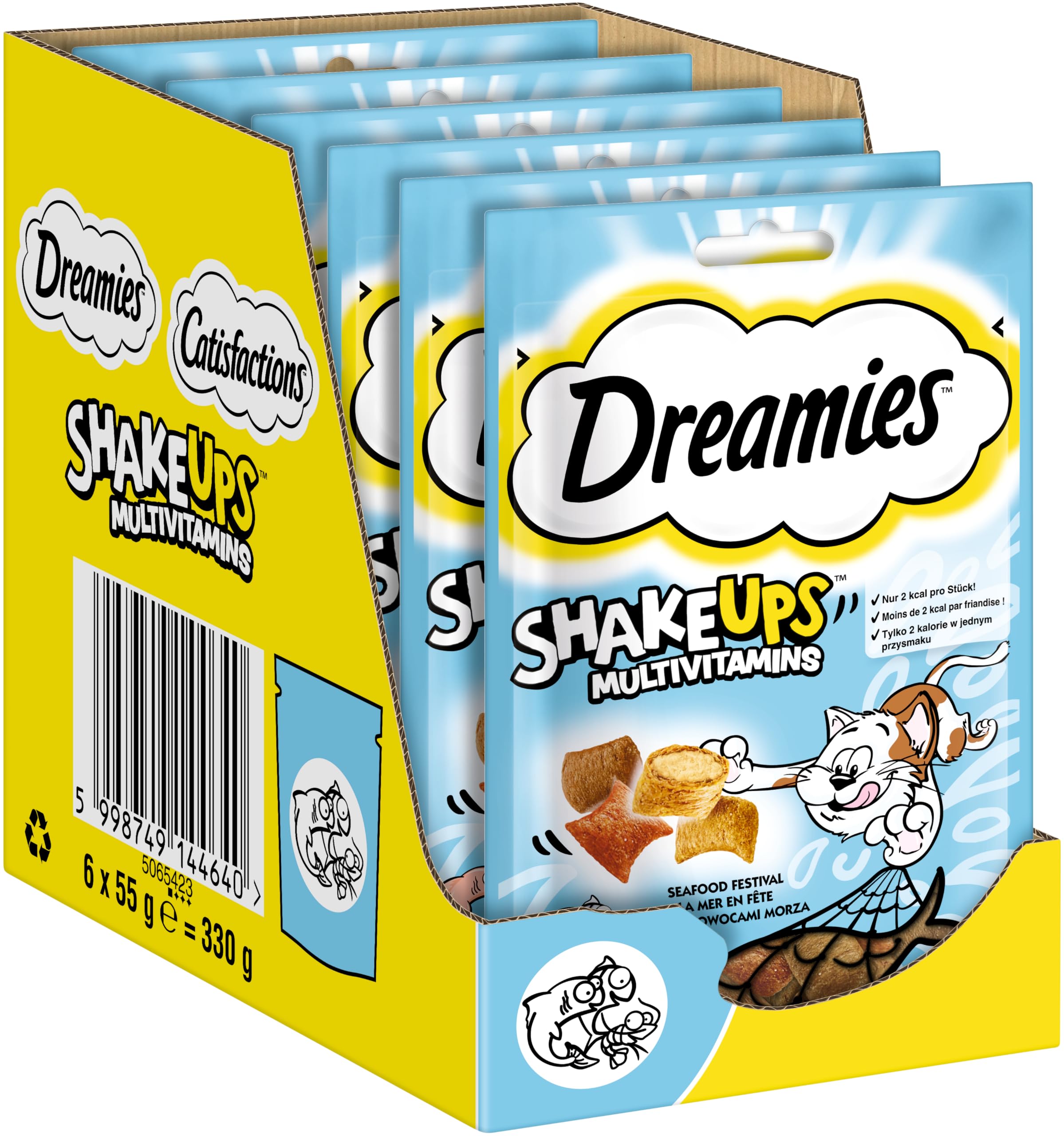 DREAMIES SHAKE UPS Multivitamins Seafood Festival , Katzenleckerlis im Portionsbeutel - 55g (6 Beutel)