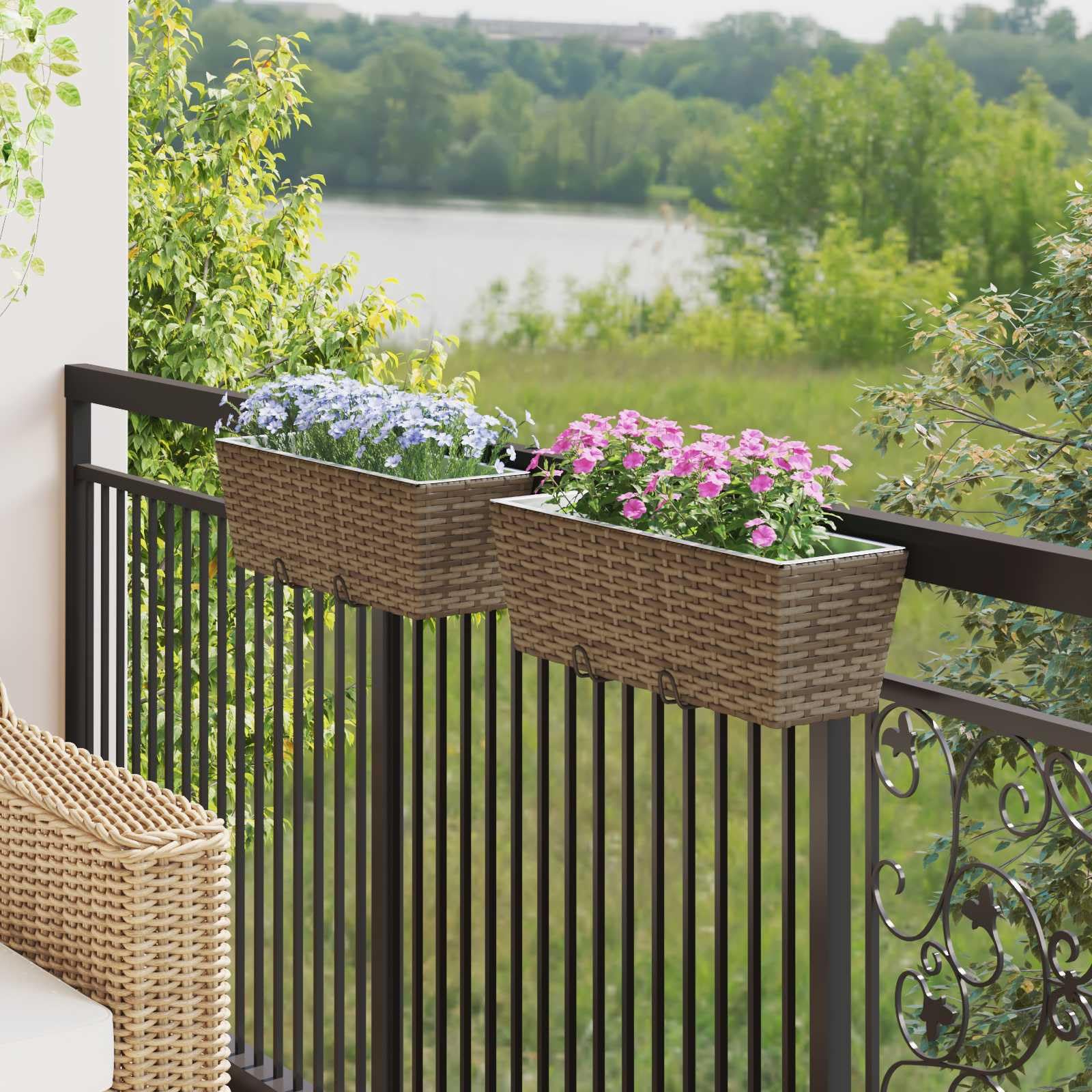 Balcon 2 pièces 50 x 17 x 17 cm en métal