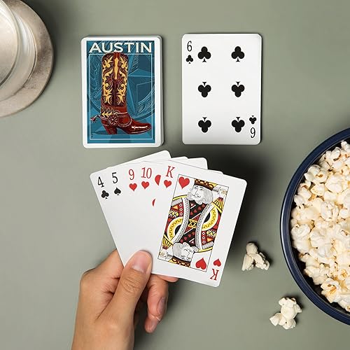 Miniatura 2 de Austin, Texas, Bota, Letterpress (52 cartas de juego de tamaño póker, con comodines)