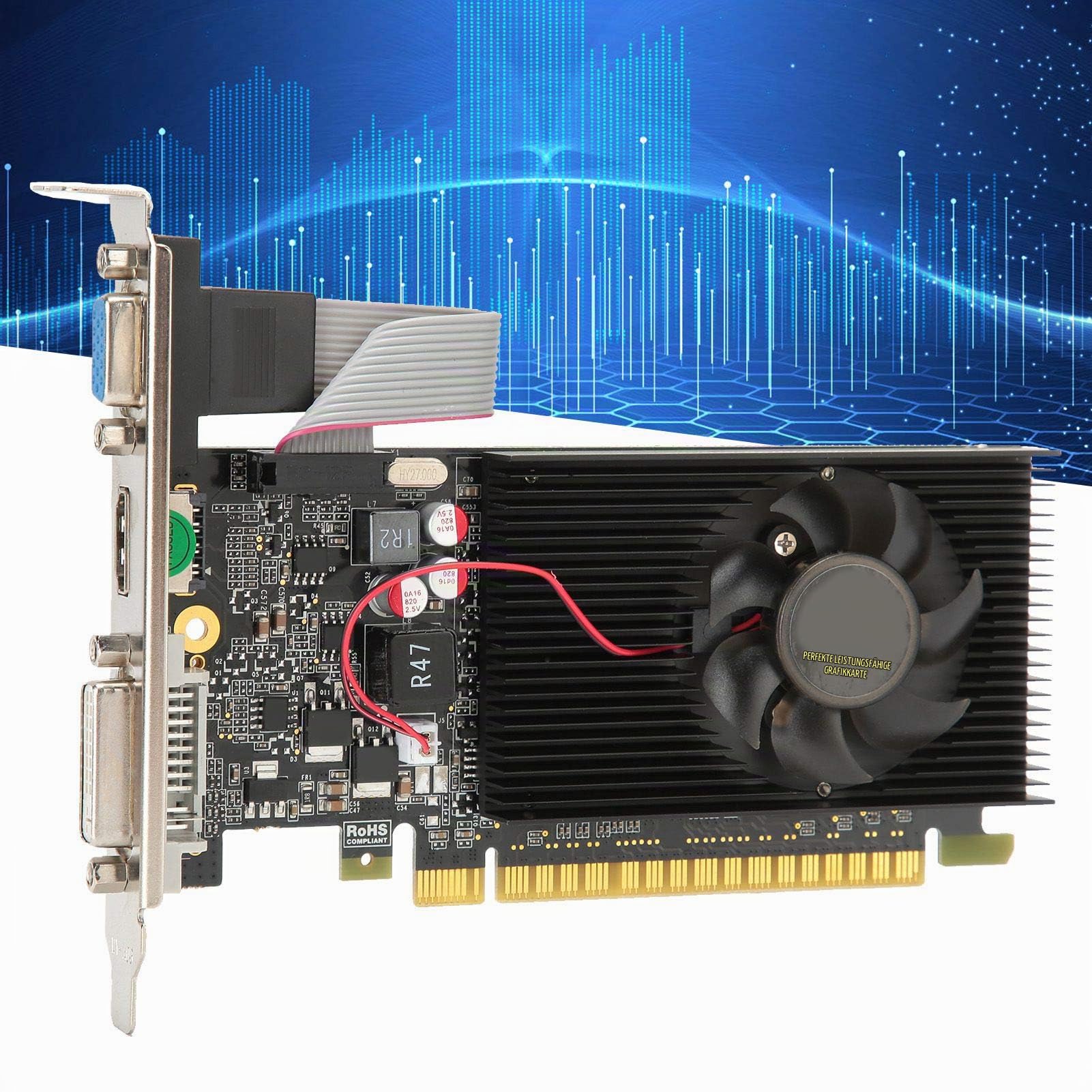 GT730 2 GB Grafikkarte, DDR3, 64 Bit, PCI Express 2.0, 810/1200 MHz, Desktop-PC-Grafikkarte, Unterstützt 3D API DirectX 11