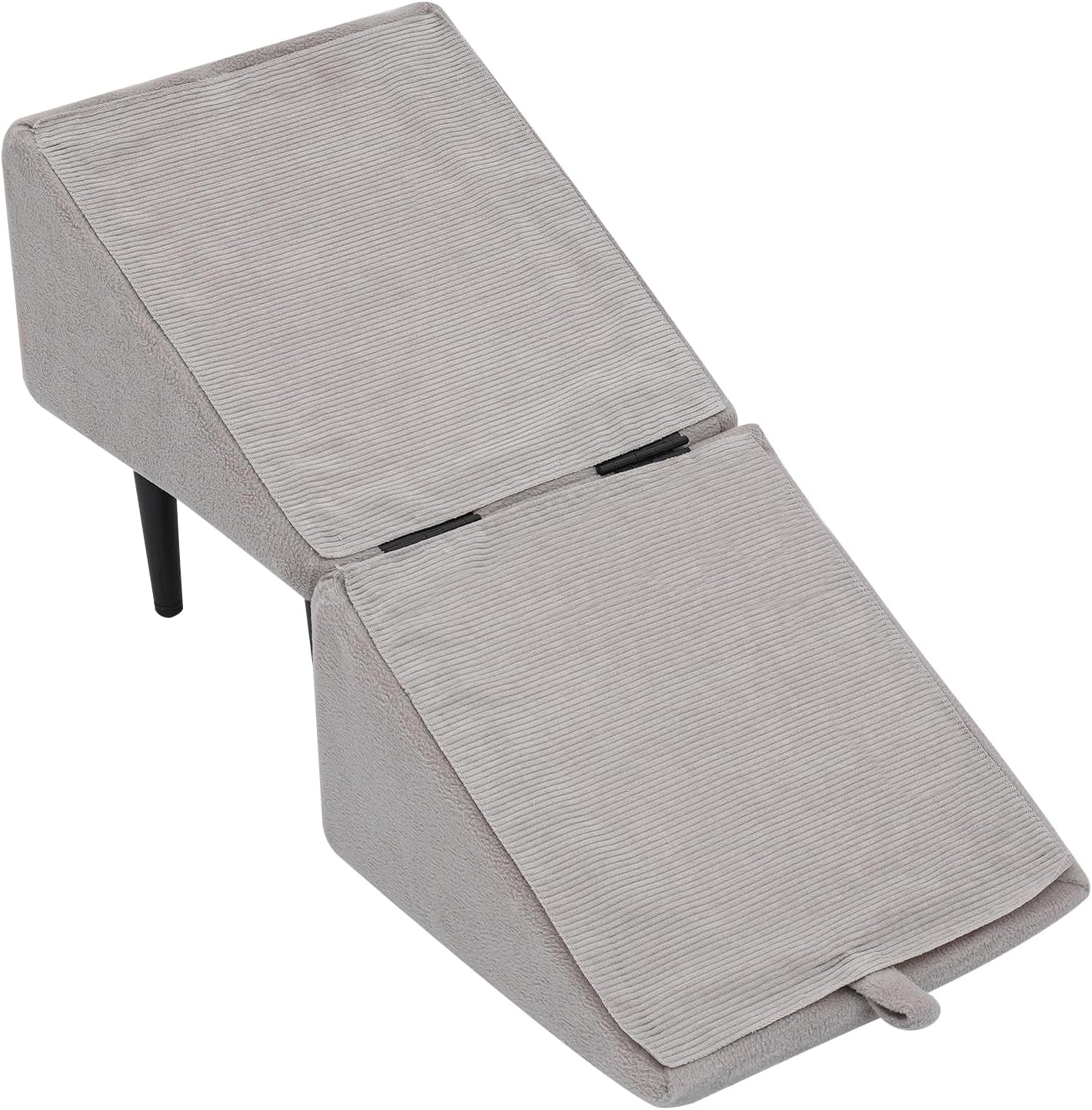 Foldable Split Dog Ramp, 14" H Lightweight Dog Stairs for Bed Portable Pets Steps for Couch Versatile Dogs Bed Ramp for Small Dogs Elderly Pets (Grey, Plush Surface)