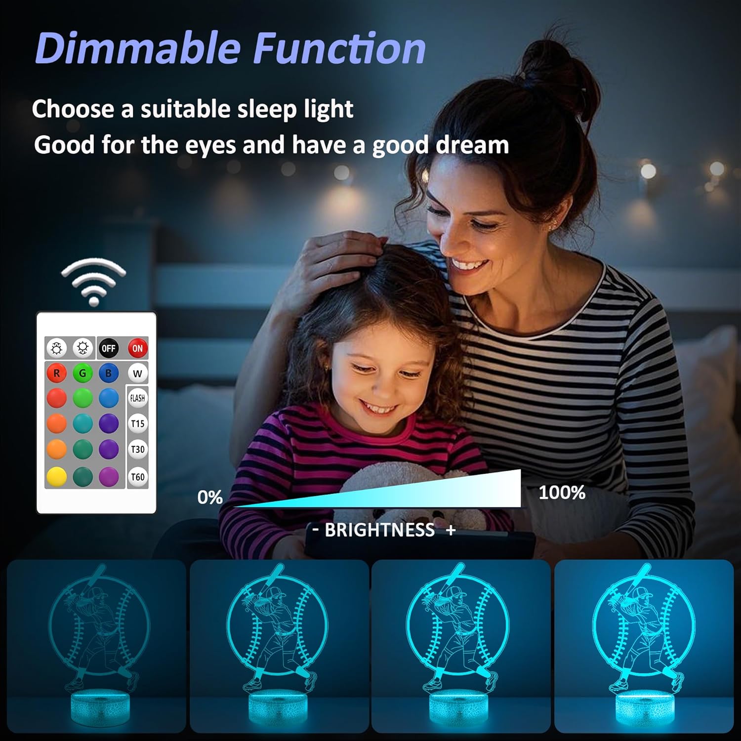 Softball-Themed Gifts, Pack of 2, Light Up Softball Player Night Light 3D Illusion Lamp with 16 Colors Remote Control + 14 OZ Tritan BPA-Free Light Up Kids Sport Water Bottle, Gift for Girls