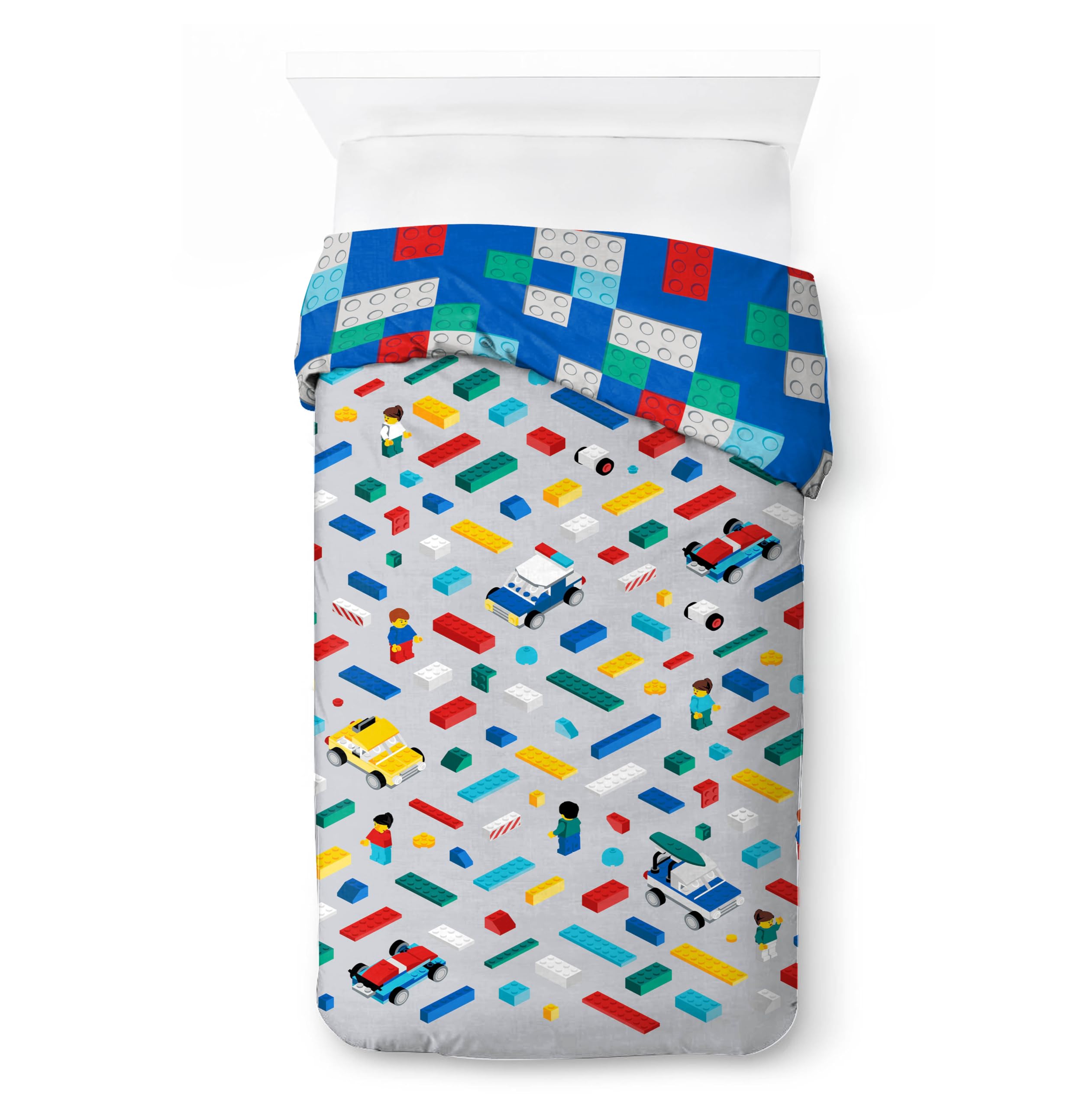 Jay Franco Lego Set Copripiumino – Biancheria da Letto Super Morbida per Bambini con Federa, SOLO COPRIPIUMINO (Imbottitura Non Inclusa), Multicolore, 2 Pezzi Singolo