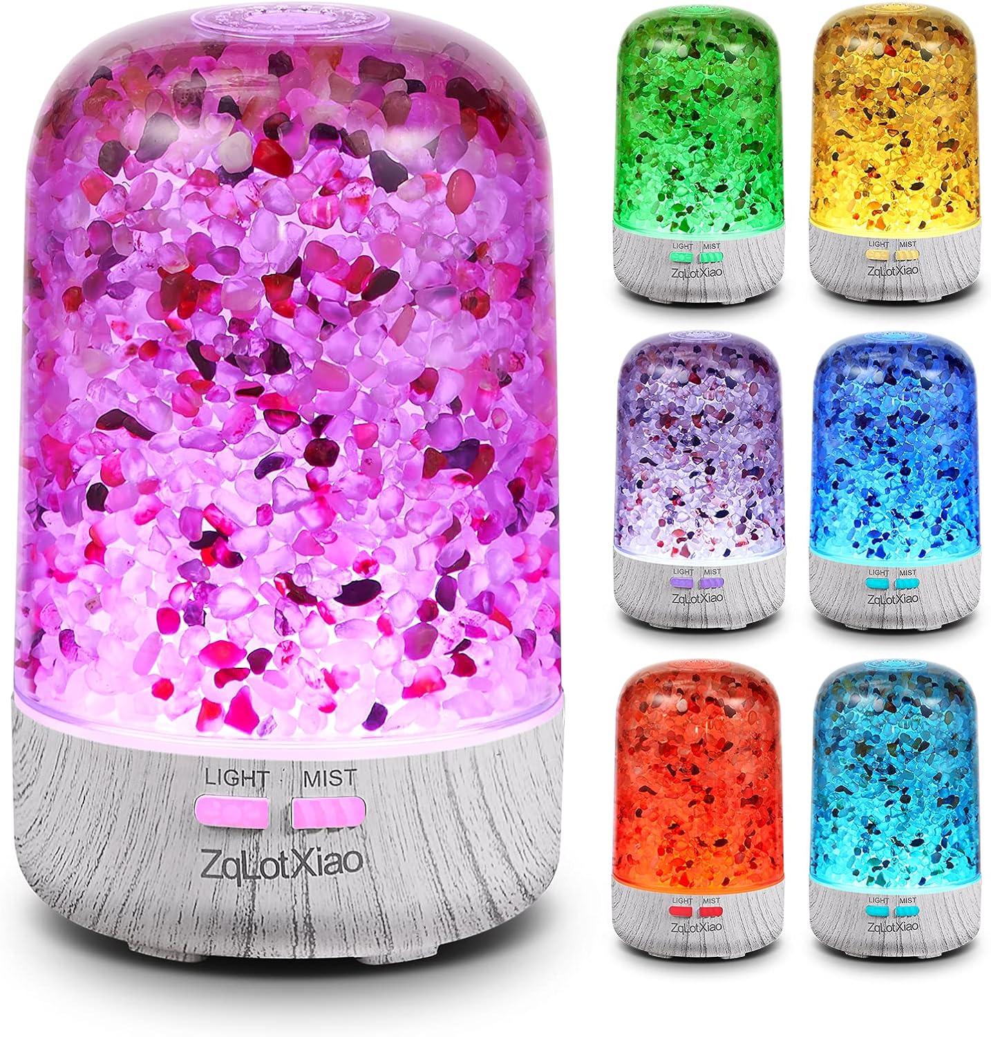 ZqLotXiao Diffusers for Essential Oils Natural Crystal Essential Oil Diffusers, Ultrasonic Aroma Diffuser Humidifier, Small Kids Diffuser with Color Changing, Waterless Auto-Off & Whisper-Quiet