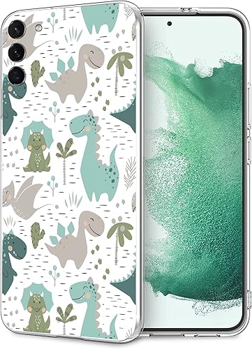 Funda compatible con Samsung Galaxy S21 Plus, diseño de dinosaurio lindo de dibujos animados, ajuste delgado, suave TPU a prueba de golpes, funda