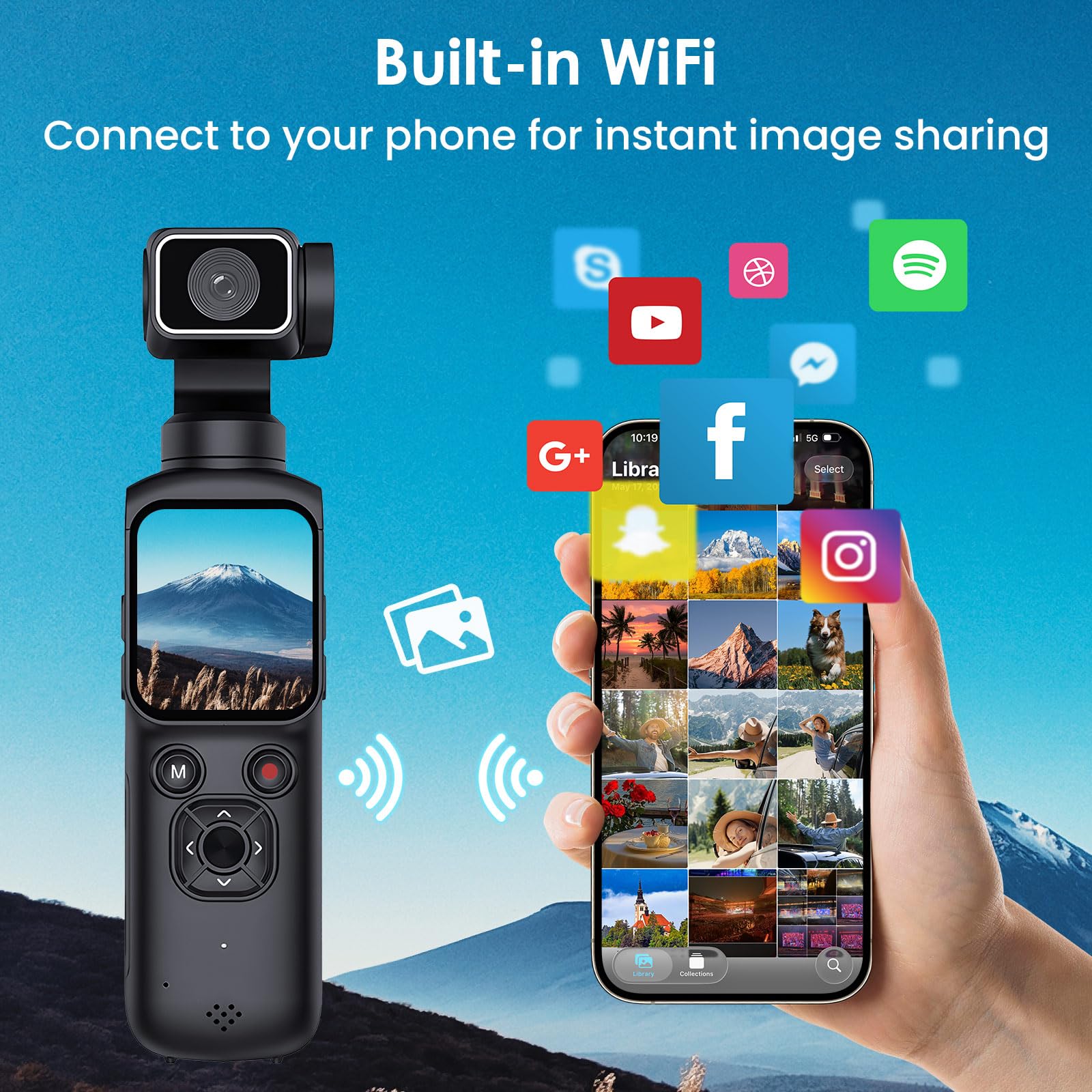 LAMA Vlog Kamera Videokamera 4K 64MP Mini Tragbare Actionkamera mit 320° Gedrehtes Objektiv 64GB Karte, 1,7'' HD-Touchscreen Action cam Körperkamera mit Autofokus & EIS für Vlogging Sport Outdoor