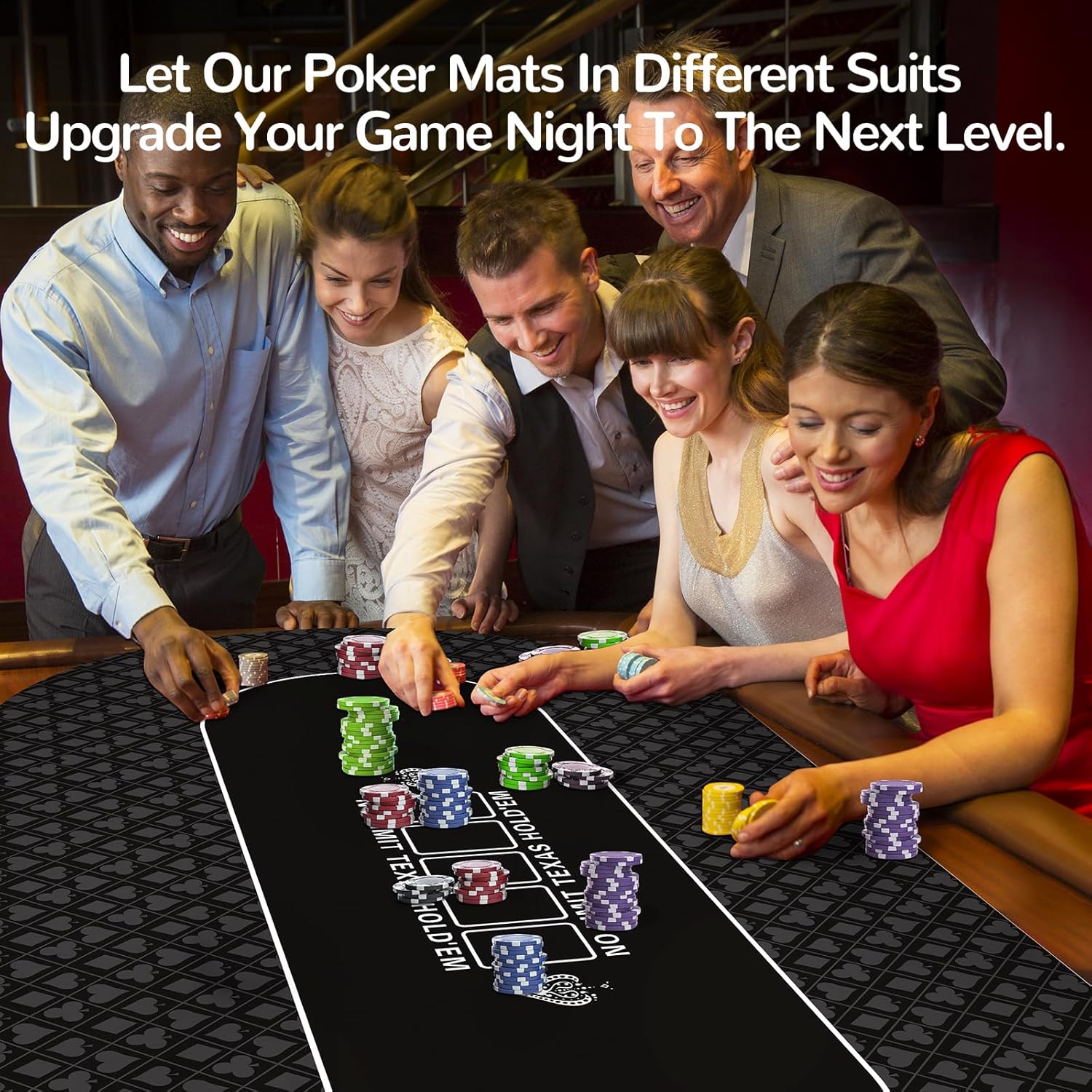Waterproof 70 x 35 Inch Texas Hold'em Poker Mat for Table, Portable Poker Table Top with Smooth Premium Surface, Noise Reduction, and Zipper Handbag for Professional Poker Games Casino Games