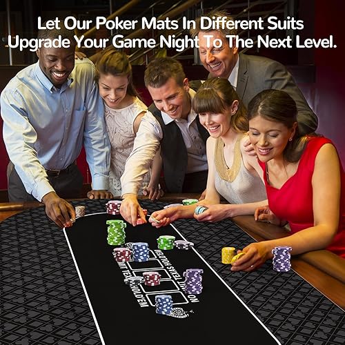 Miniatura 17 de Alfombrilla de póquer profesional impermeable, 8 jugadores de goma portátil Texas Hold'em Poker mesa de póquer con bolso con cremallera para jugar