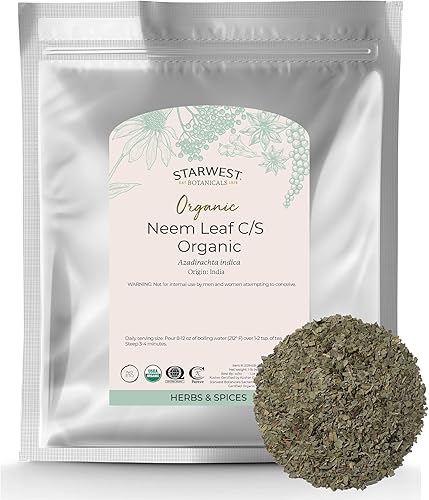 Starwest Botanicals Neem Leaf C/S Orgánico, 1 libra (paquete de 1)
