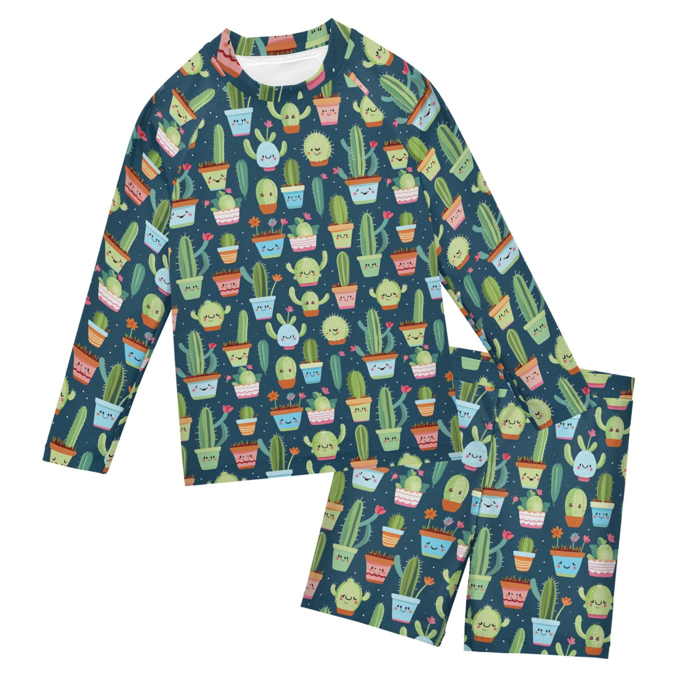 Cactus Cute Baby Boys' Toddler Long Sleeved Rashguard Swim Bathing Suit Set B0402408