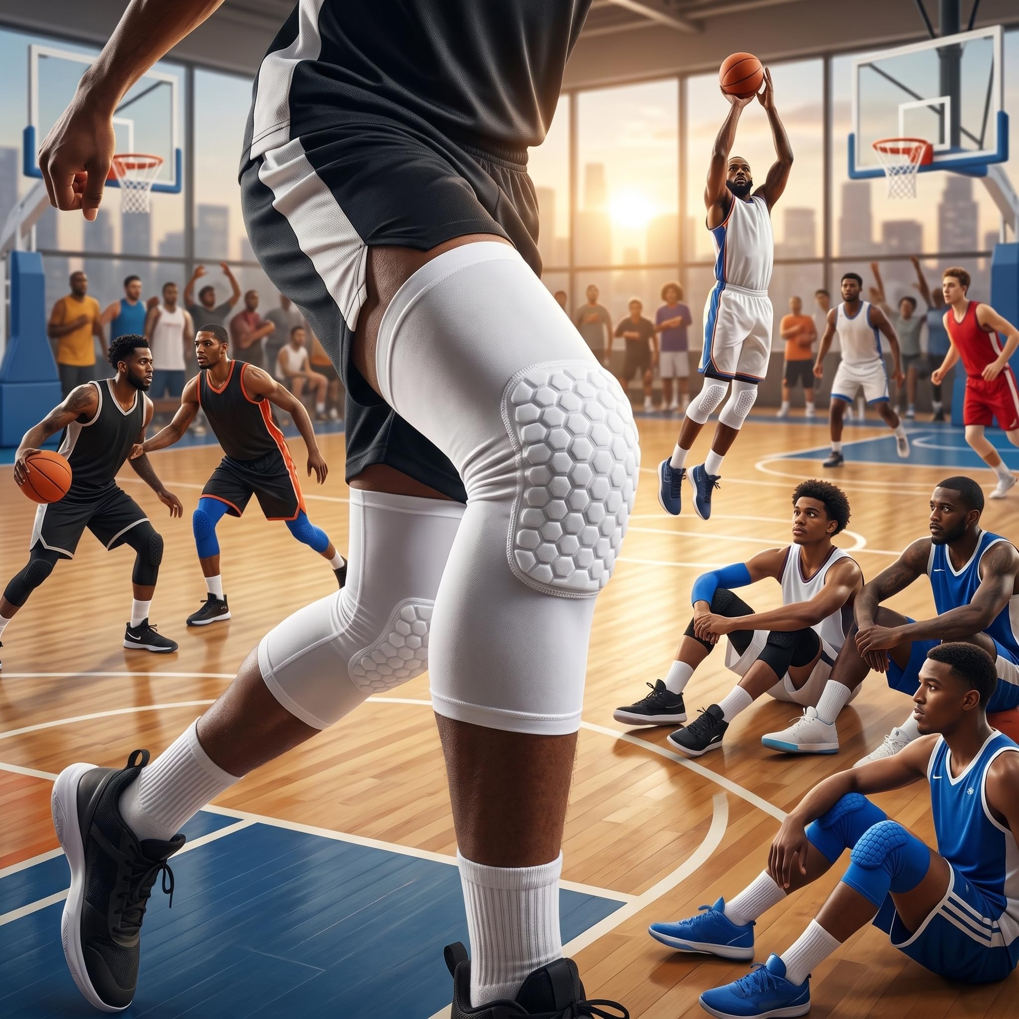 RiToEasysports Genouillère de Sport, Support Unisexe à Manches de Genou pour Le Basket-Ball