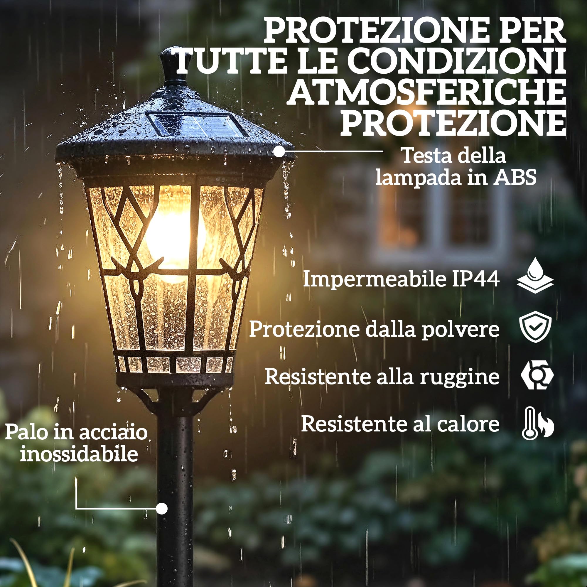 Outsunny Set di 2 Lampioni da Giardino Solari 1.86 m, Lampade da Giardino da Terra in Acciaio Inox con Altezza Regolabile, 2 Modalità Luminosità, IP44 Impermeabile per Esterno Patio Cortile Vialetto