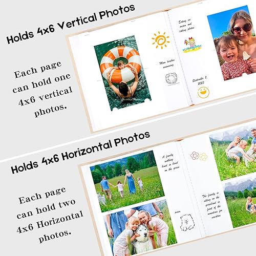 Miniatura 10 de Álbum de fotos de 4 x 6 pulgadas, 240 fotos con espacio de escritura, álbum de fotos de 4 x 6 pulgadas, cubierta de lino con ventana frontal, 240