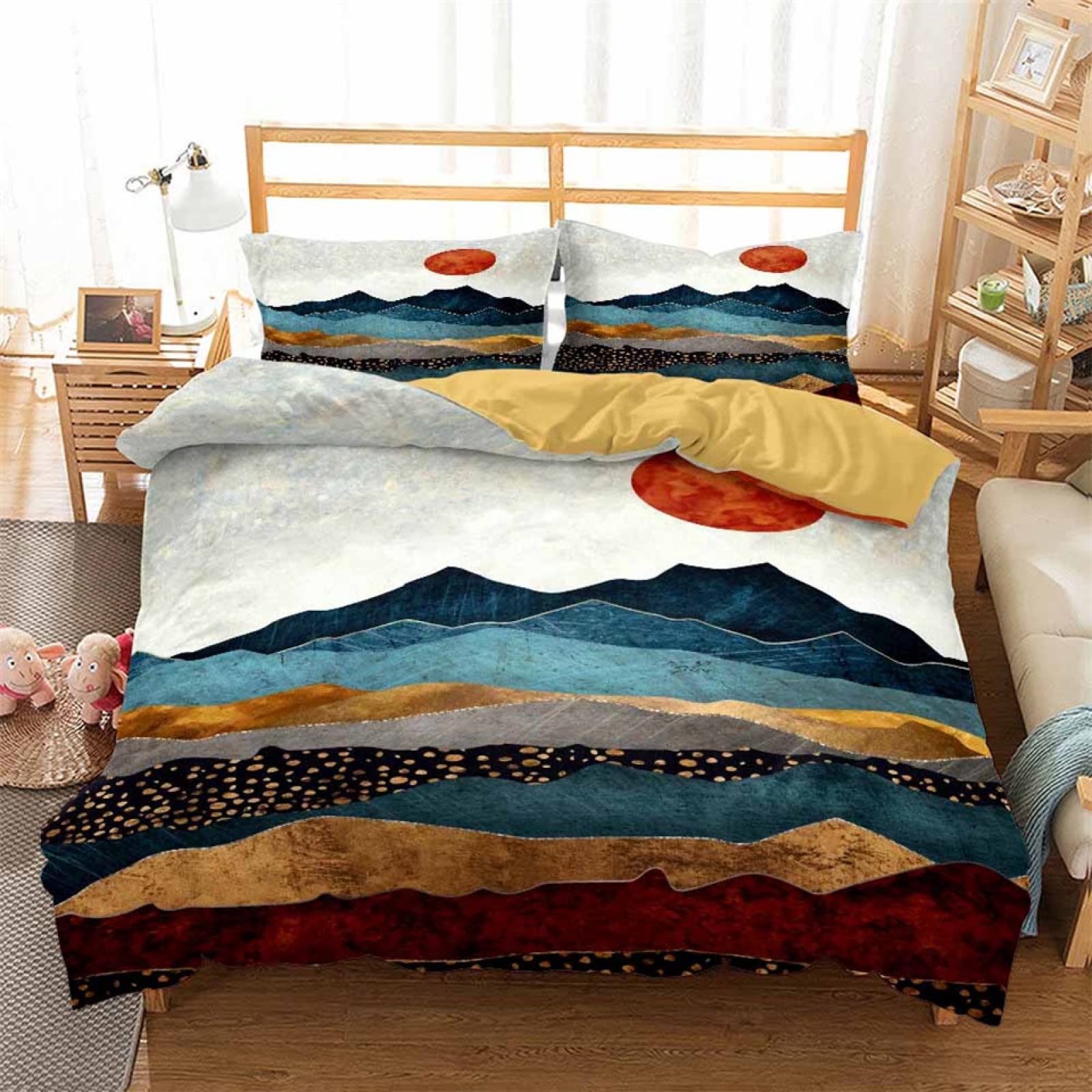 Housse de couette 220x240 en microfibre premium 110 g/m² motif montagne adulte