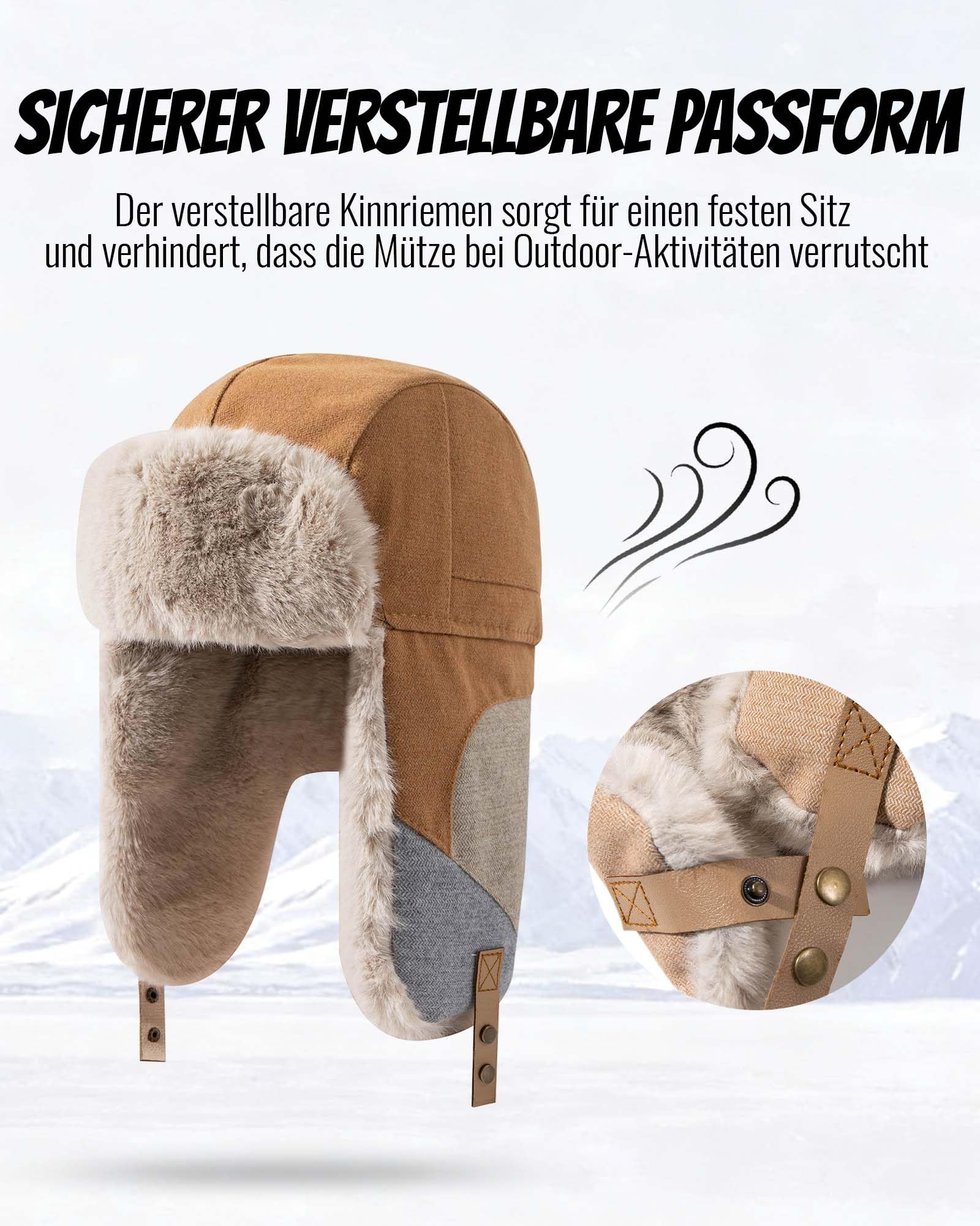 Cappelli da sci invernali aviatore in cotone e pelliccia sintetica con paraorecchie