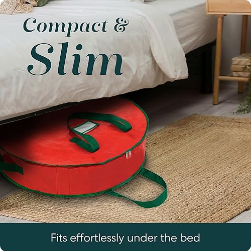 Miniatura 7 de Bolsa de almacenamiento de corona de Navidad 30 x 7 pulgadas material de lona duradero con cremallera mango reforzado y fácil de meter y quitar