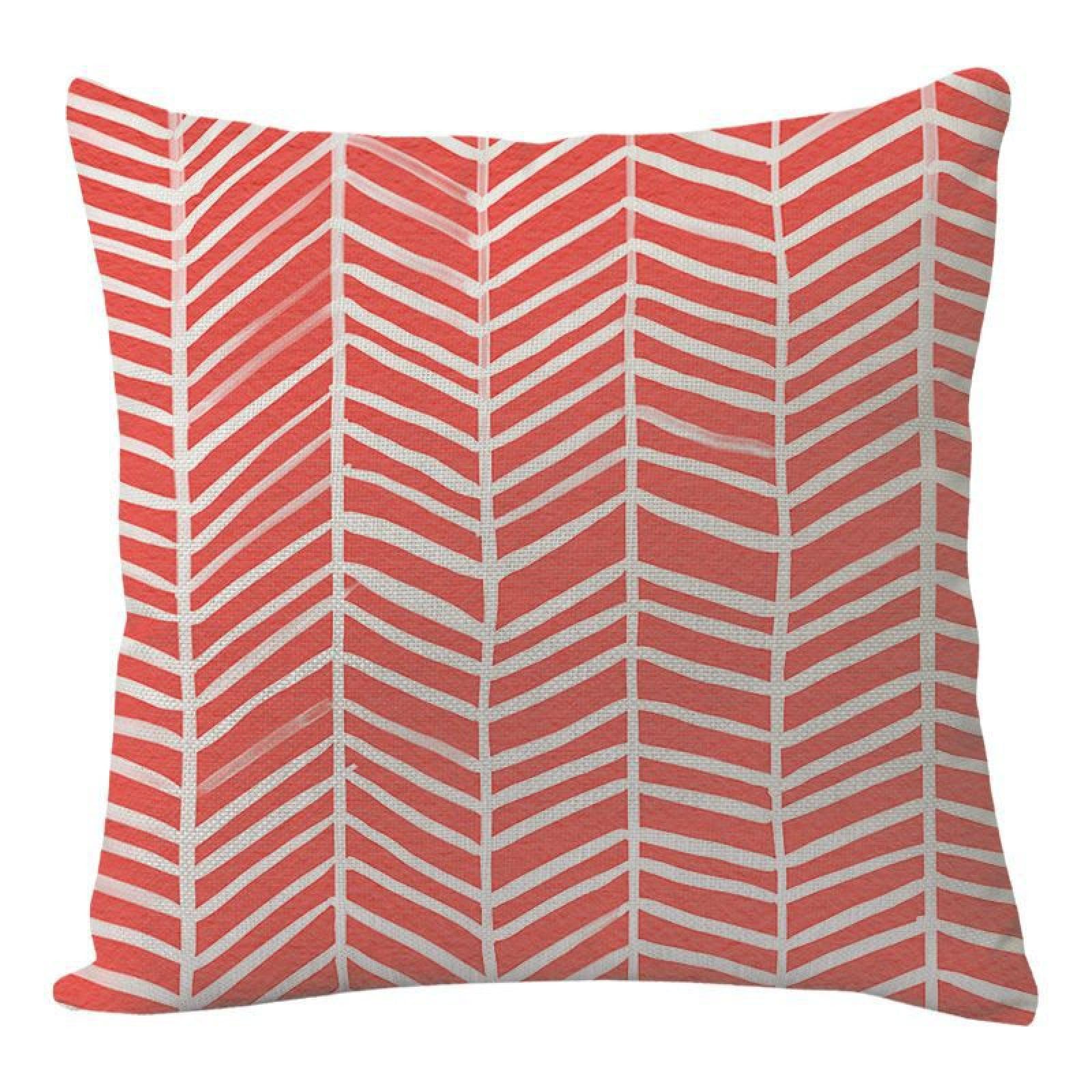 Wazylphin Cushion Covers Red Stripe Pillow Cases Cotton and Linen Cushions with Covers Included Zipper Sofa Cushions Soft Pillowcase Living Room Pillow Cover Bedroom 50x50 Cushion Cover 1 Pack